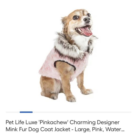 Pet Life Luxe Large "Pinkachew" Charming Designer Faux Fur Dog Coat Jacket Pink - Picture 2 of 12